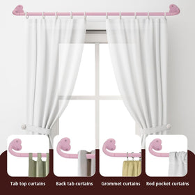 SMLTSTE pink curtain rod provides sturdy support for heavy or layered drapes.