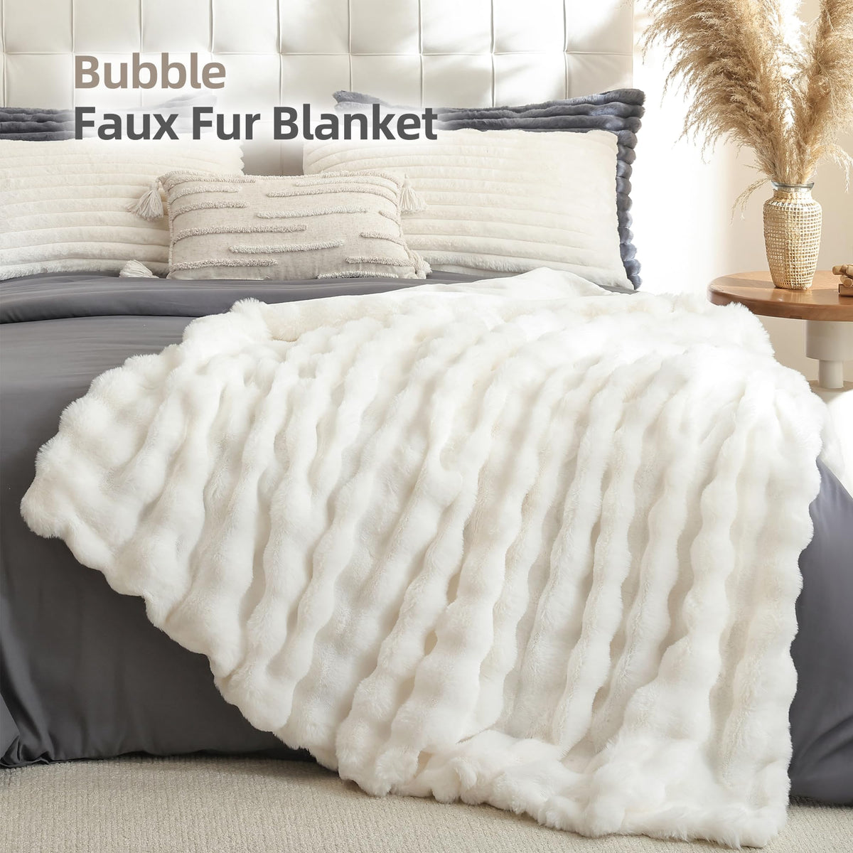 Smoofy cloud-soft faux fur front for luxurious lounging on a couch.