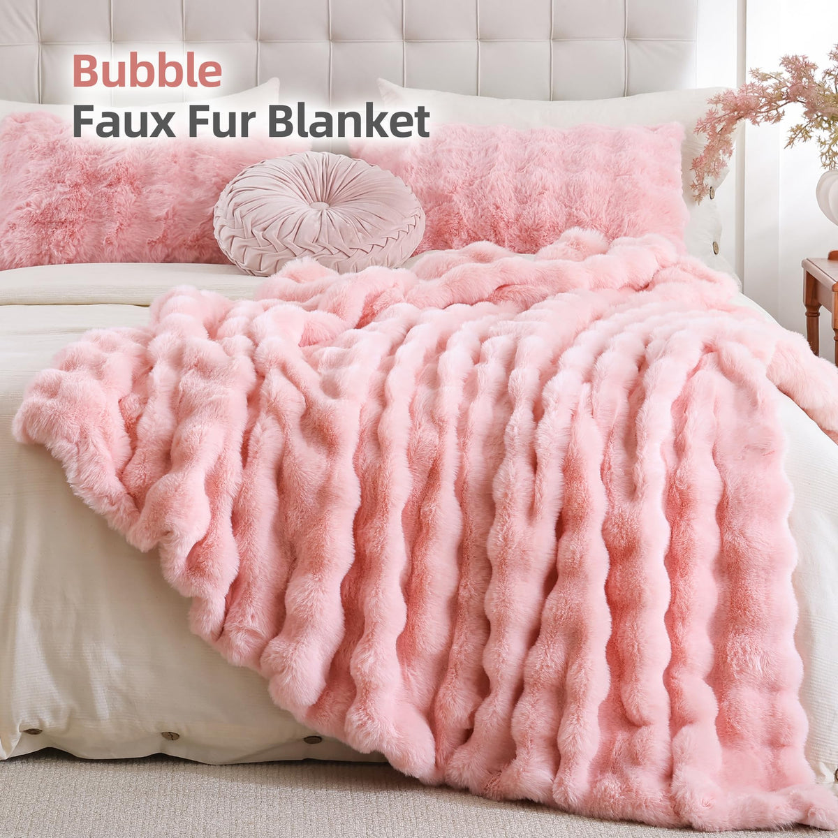 Smoofy cloud-soft front creates plush warmth on sofa or bed.