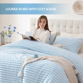 Smoofy care-ready comforter shown in machine wash for easy care