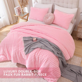 Smoofy Fluffy Queen Comforter 3D stripe pattern adds modern decorative flair