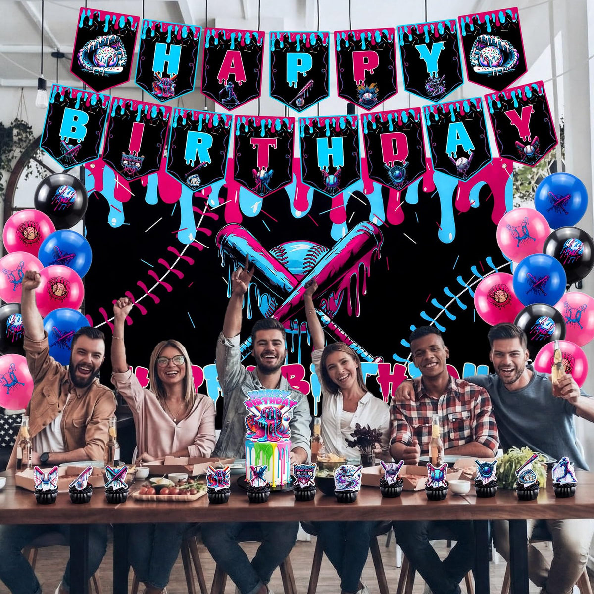 SmoothNovelty backdrop blends baseball and ice cream for striking party photos.
