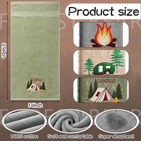 SmoothNovelty camping hand towel campfire pattern adds cozy décor and effective spill absorption.