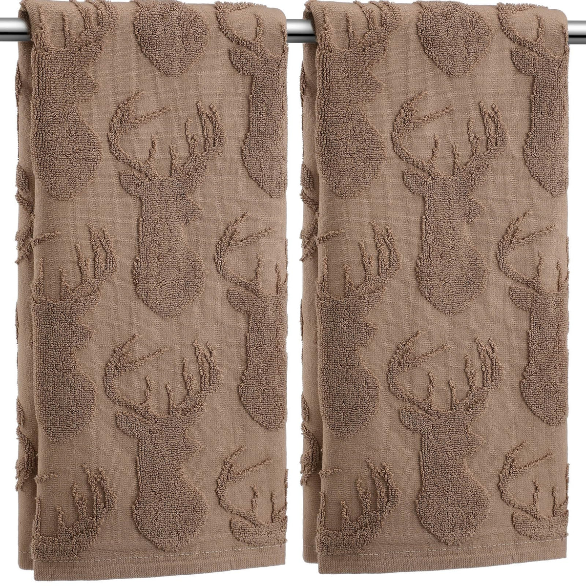 SmoothNovelty deer towels with 3D silhouette jacquard motif for elegant bathroom decor