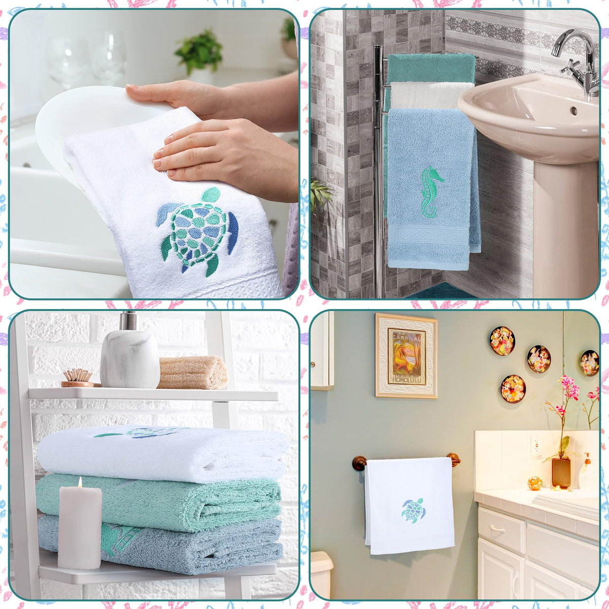 SmoothNovelty embroidered towel set for bathroom and kitchen tasks