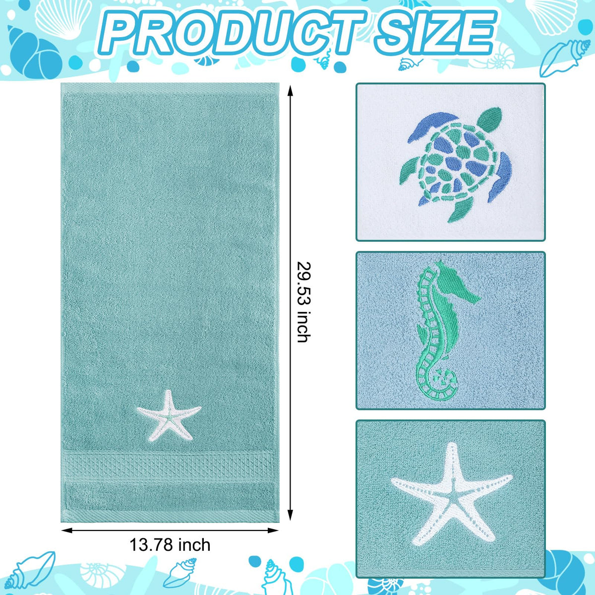 SmoothNovelty starfish towel showcases colorful embroidery, perfect for farmhouse bathroom décor