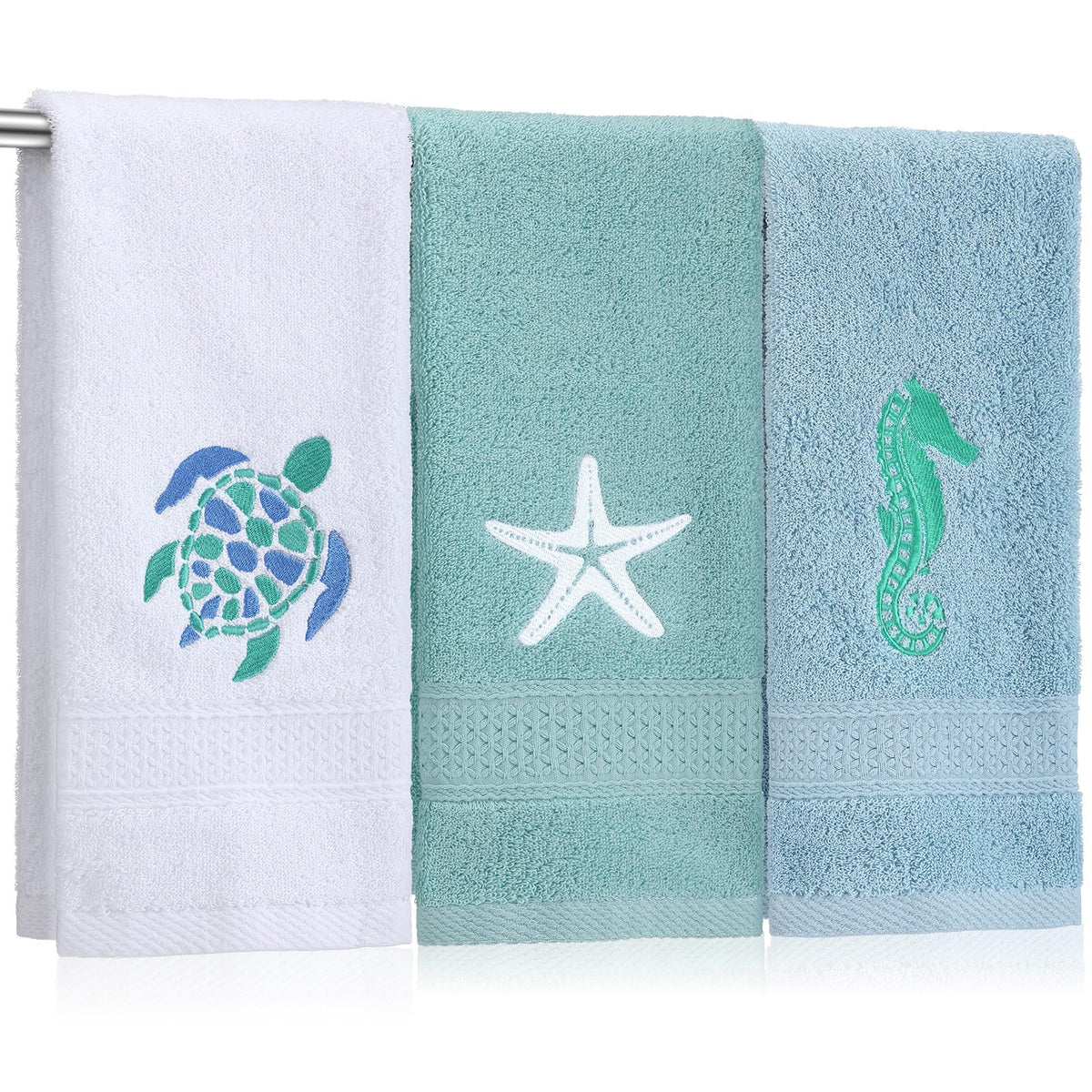 SmoothNovelty ocean turtle towel with embroidery for bathroom decor and quick drying