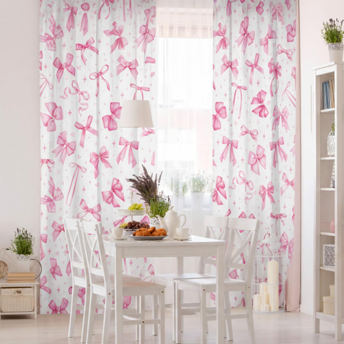 SmoothNovelty pink bow curtains are machine washable and keep prints vibrant.