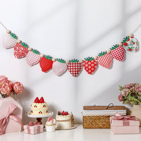 SmoothNovelty strawberry felt banner garland adds playful color to back-to-school decor