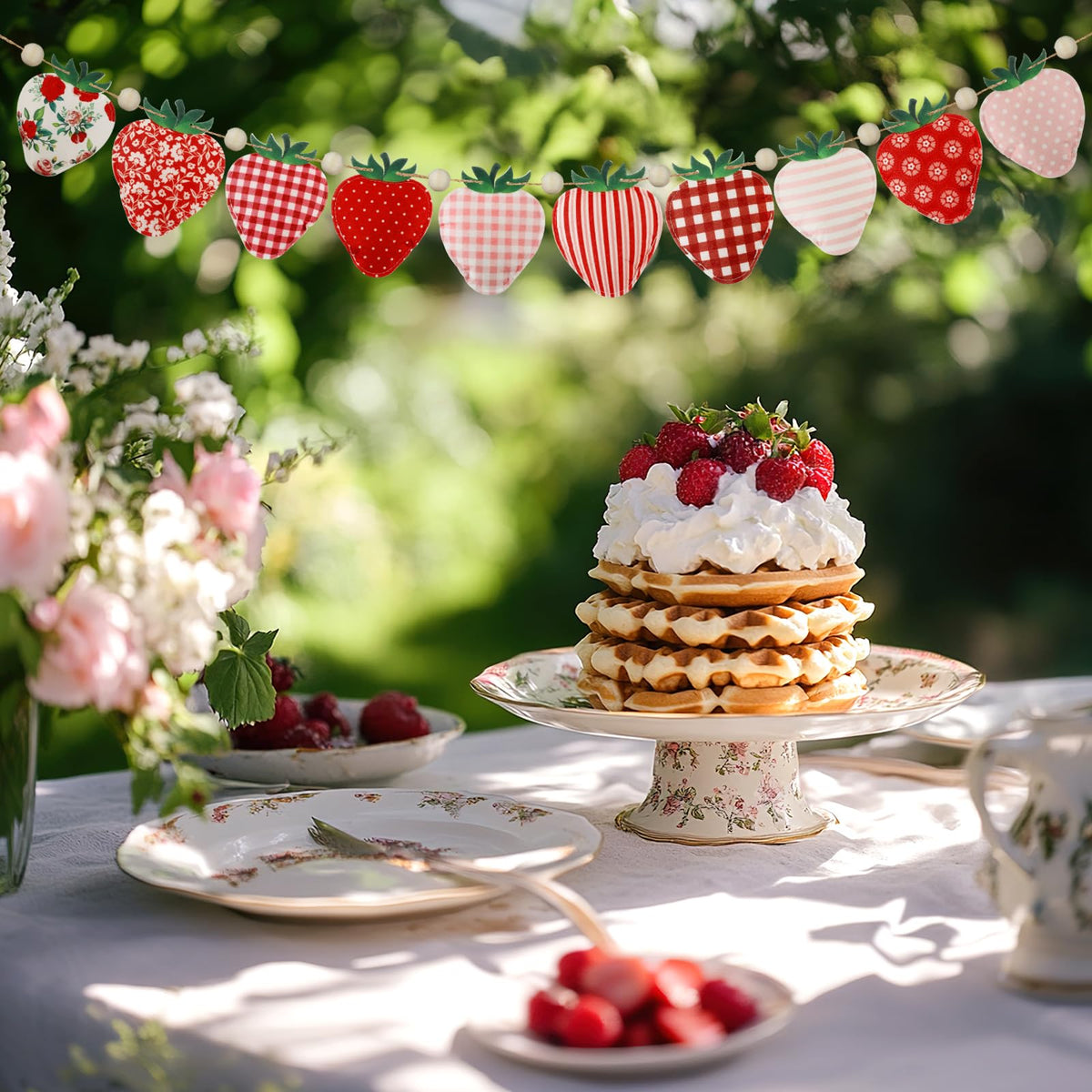 SmoothNovelty strawberry garland in-room display creates warm, festive ambiance