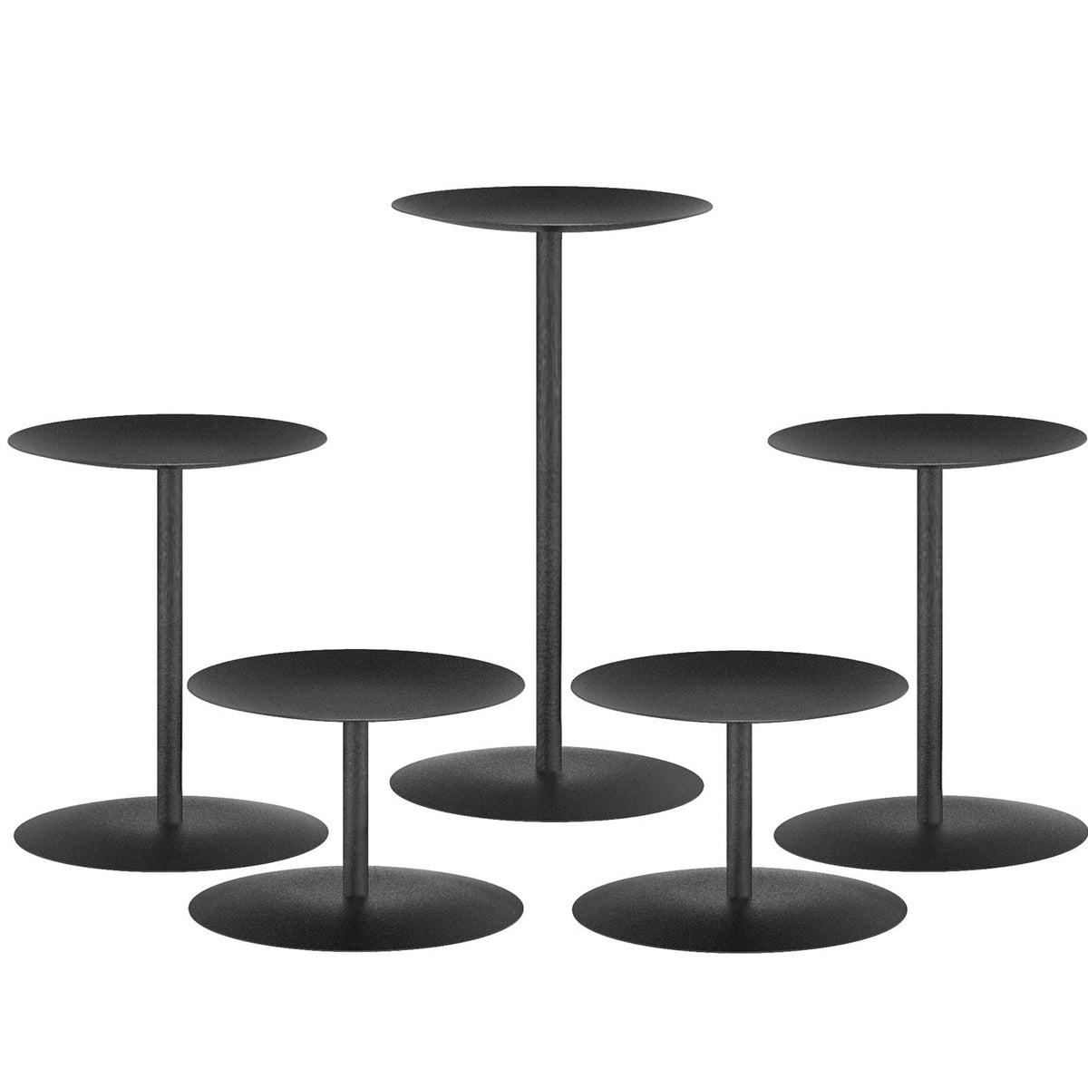 Smtyle pillar candle holders in matte black, side view, for modern spaces.