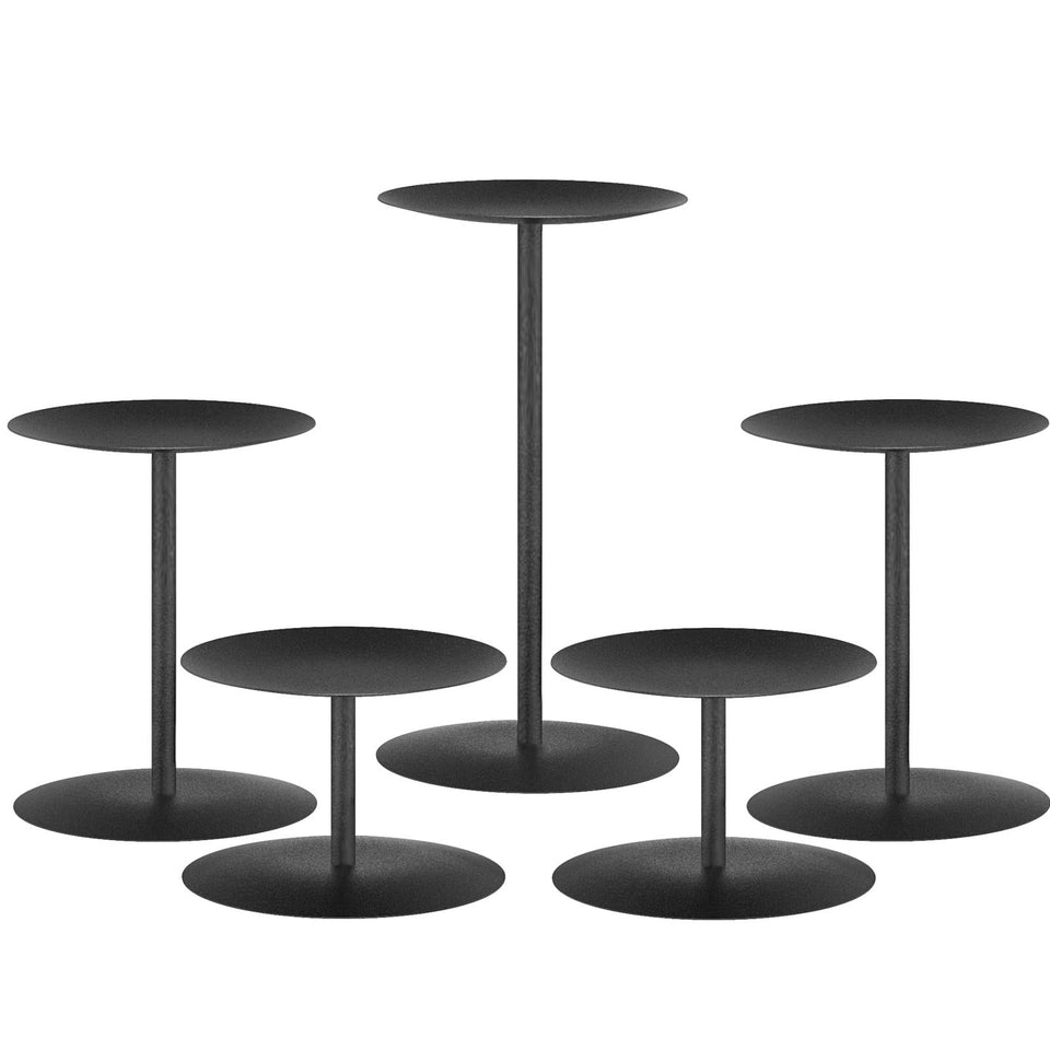 Smtyle pillar candle holders in matte black, side view, for modern spaces.