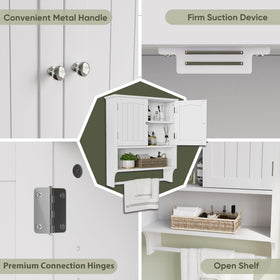 Smuxee bathroom cabinet with open shelves for daily essentials and display.