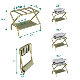 Smuxee Gold Luggage Rack bottom shelf with fabric layer for support