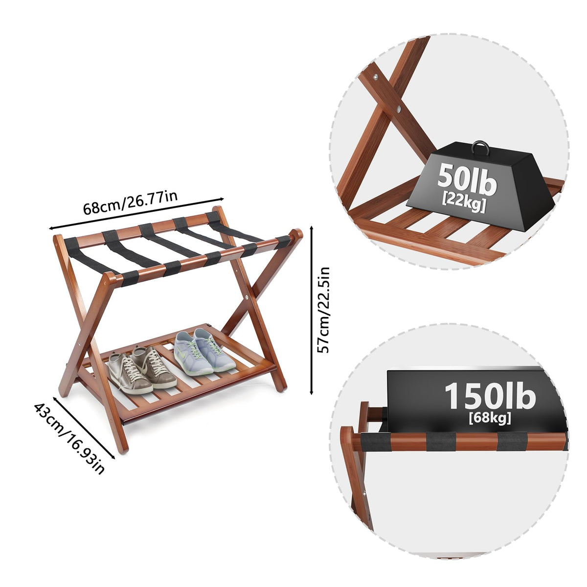 Smuxee rack supports up to 150 lbs on top shelf