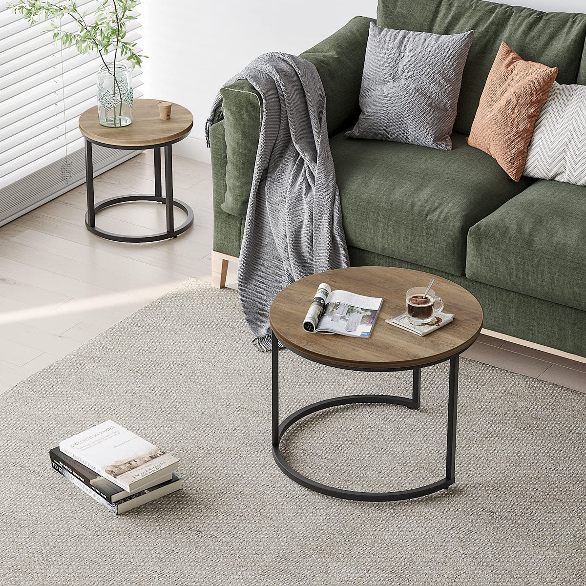 Smuxee nesting tables offer quick setup and convenient guest-ready surfaces.