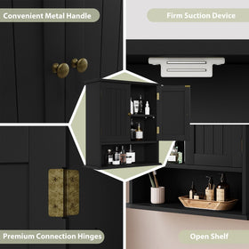 Over-toilet placement saves floor space in small bathrooms.