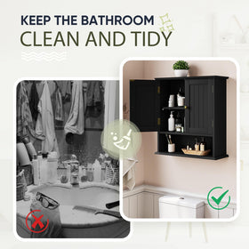 Wall-mounted design keeps the cabinet off the floor.