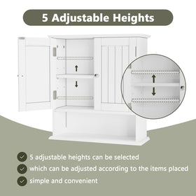 Smuxee white cabinet adjustable shelves flexibly adapt to tall bottles.