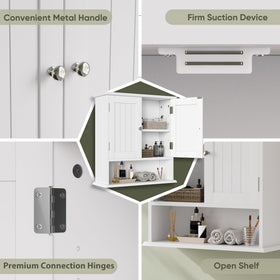 Smuxee white cabinet over-toilet installation saves floor space.