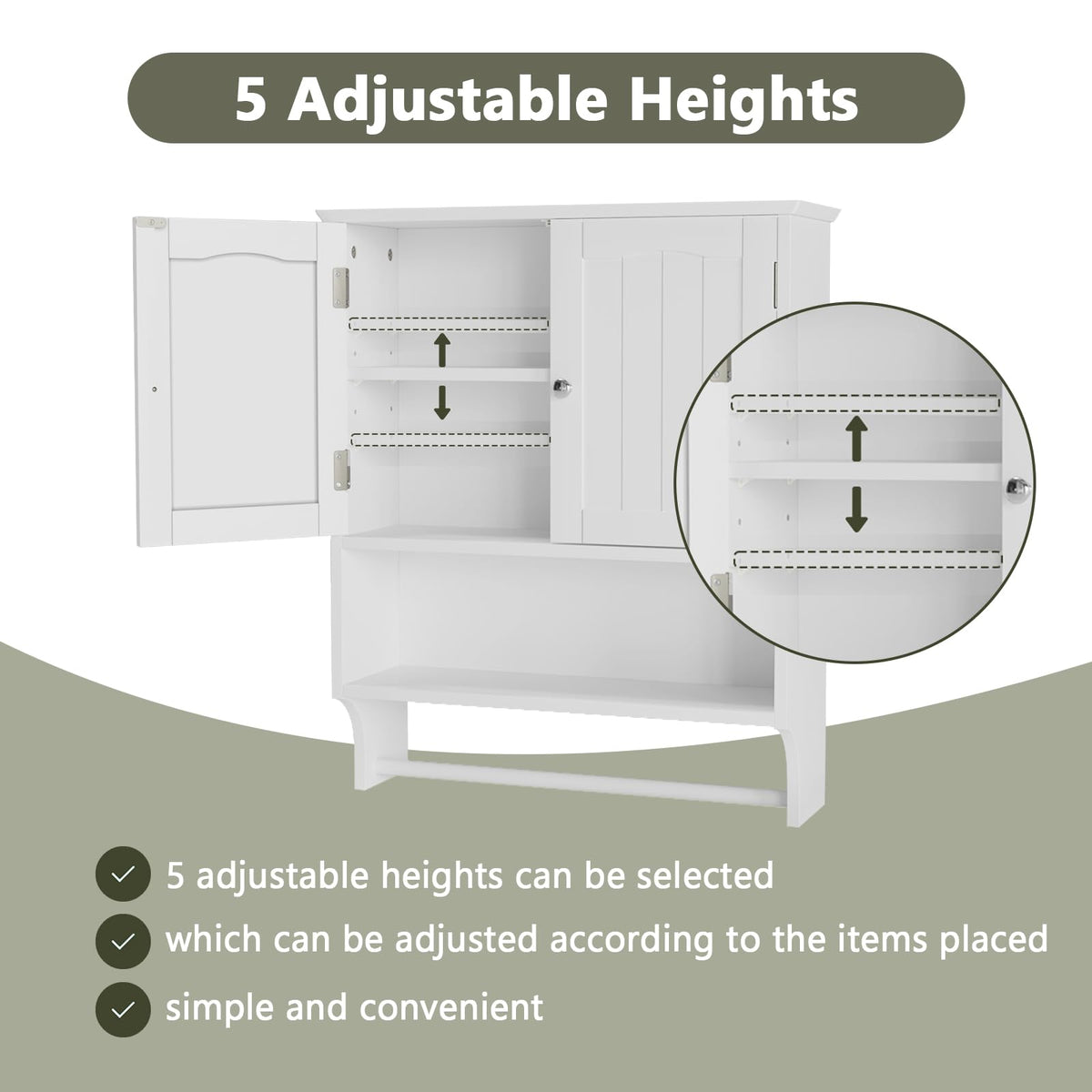 Smuxee white cabinet showing hidden shelf behind door for private items.