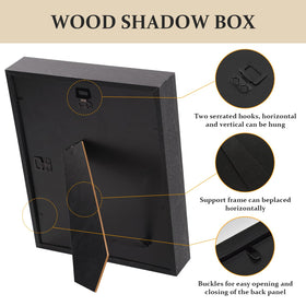 SMZCTYI shadow box back panel detaches for easy setup.