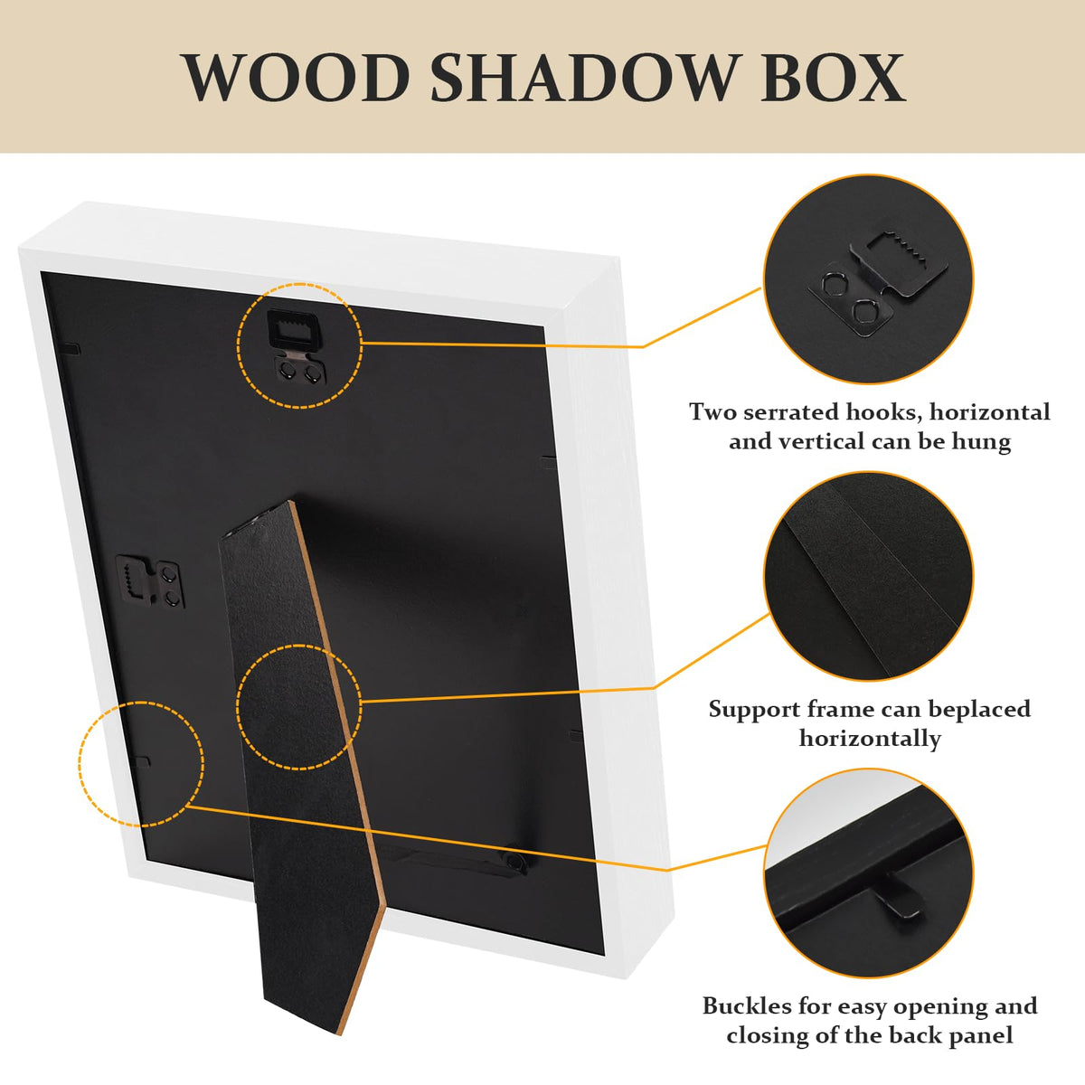 SMZCTYI 8x10 shadow box frame mounted horizontally for wall display