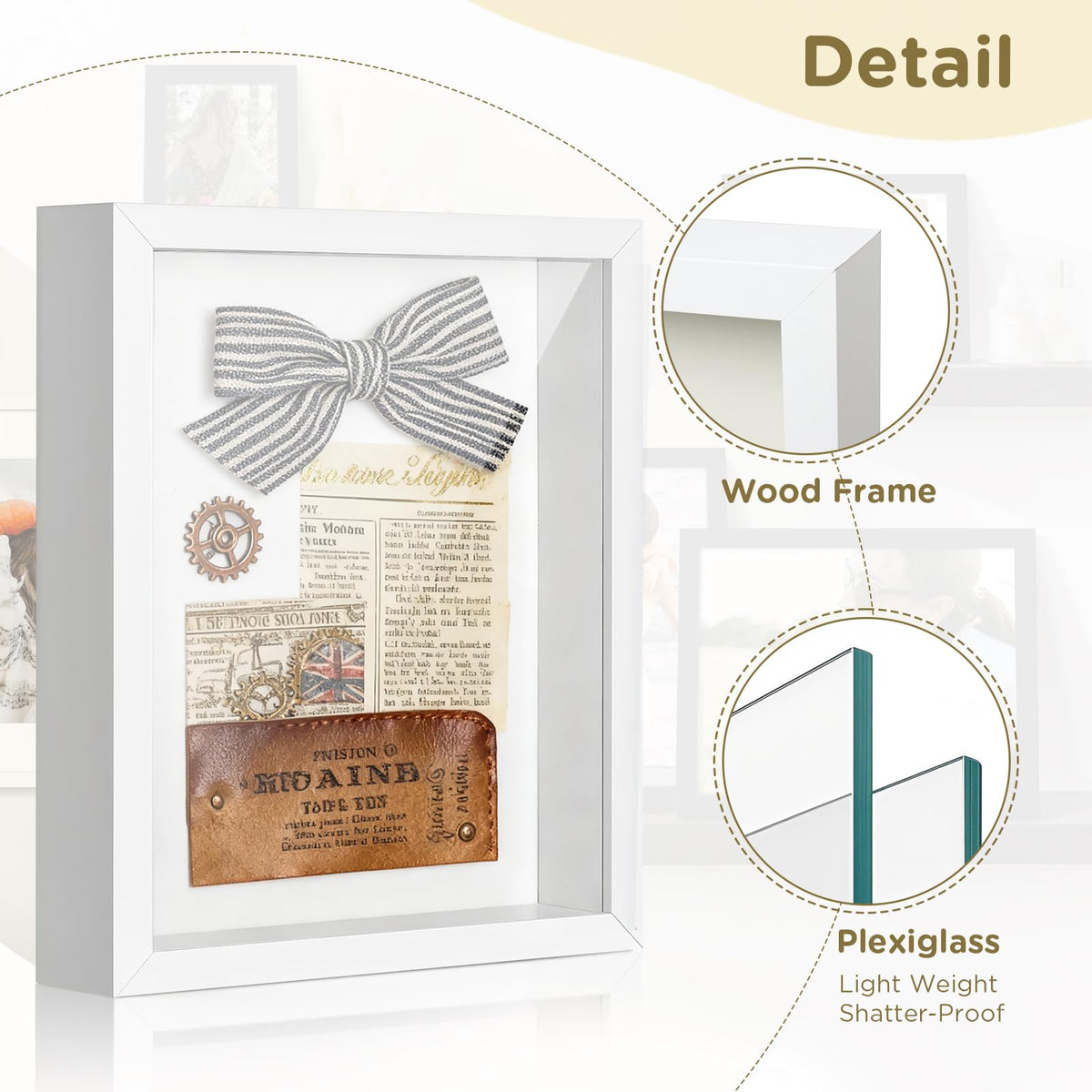 SMZCTYI displays photos, dried flowers, and keepsakes beautifully