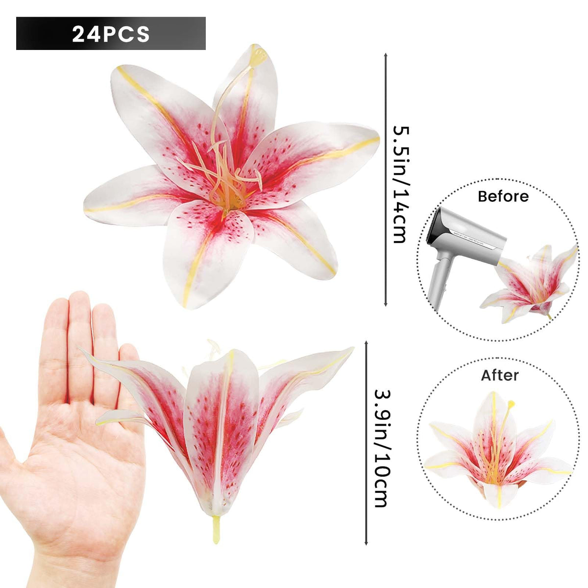 SNAIL GARDEN artificial lily head close-up shows lifelike stamens for premium craft details.