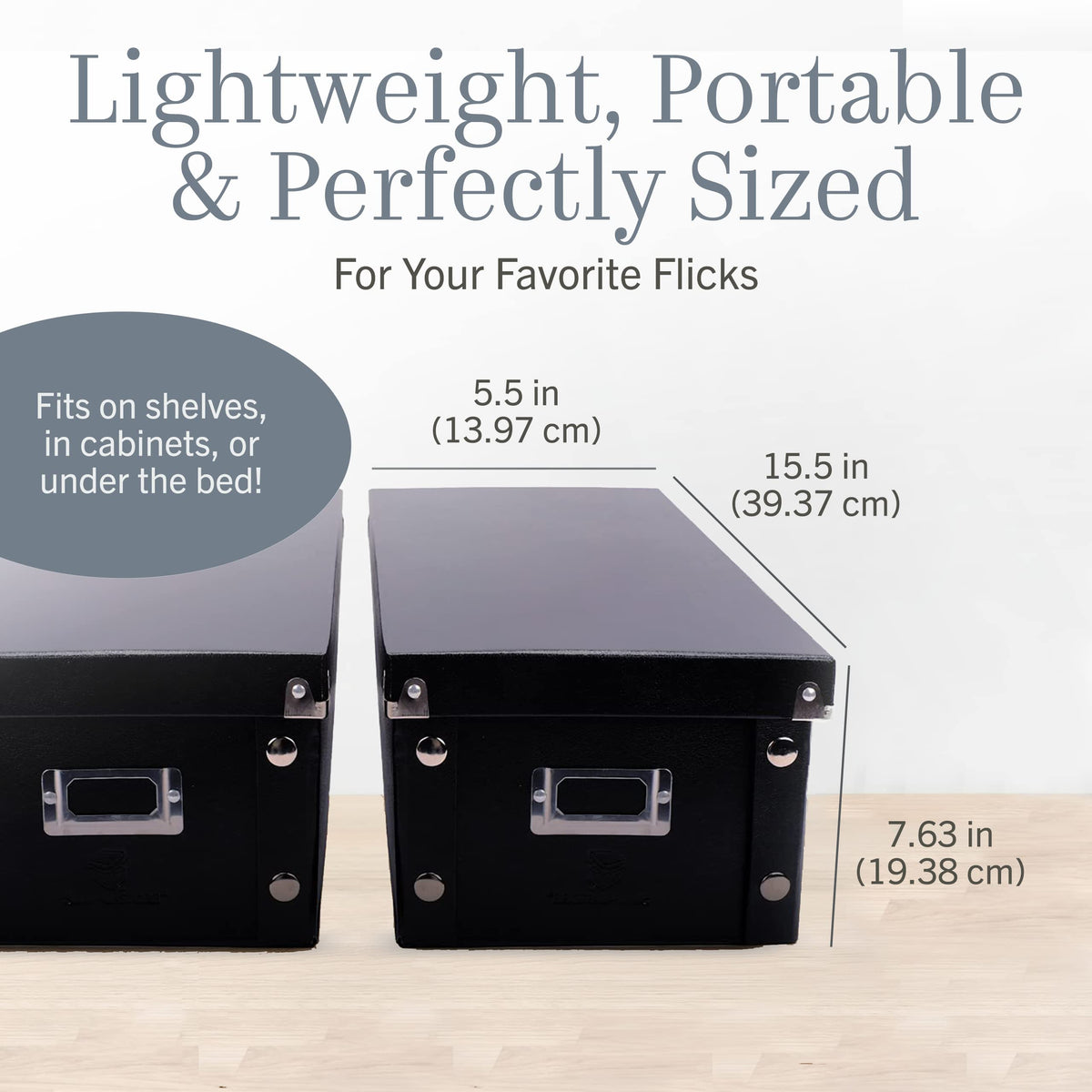 Snap-N-Store black DVD storage close-up highlighting leather-like finish.