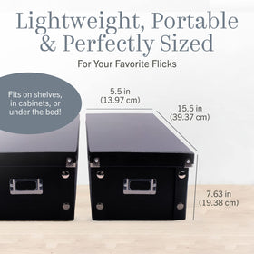 Snap-N-Store black DVD storage close-up highlighting leather-like finish.