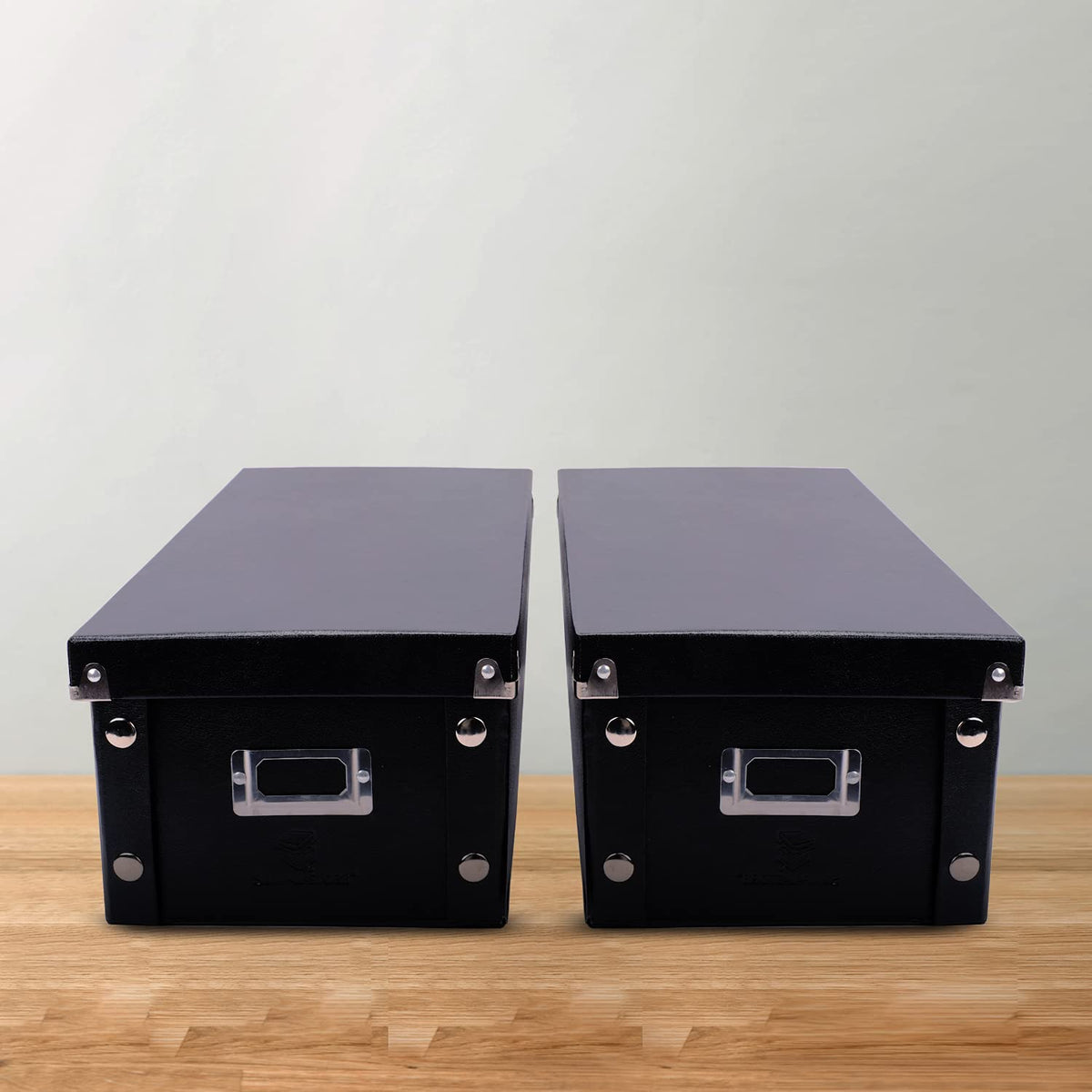 Snap-N-Store DVD storage box side view displaying sturdy, compact profile.