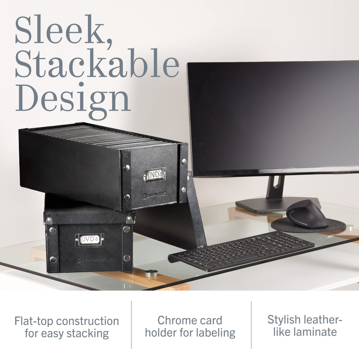 Snap-N-Store label card holder for quick disc labeling and sorting.
