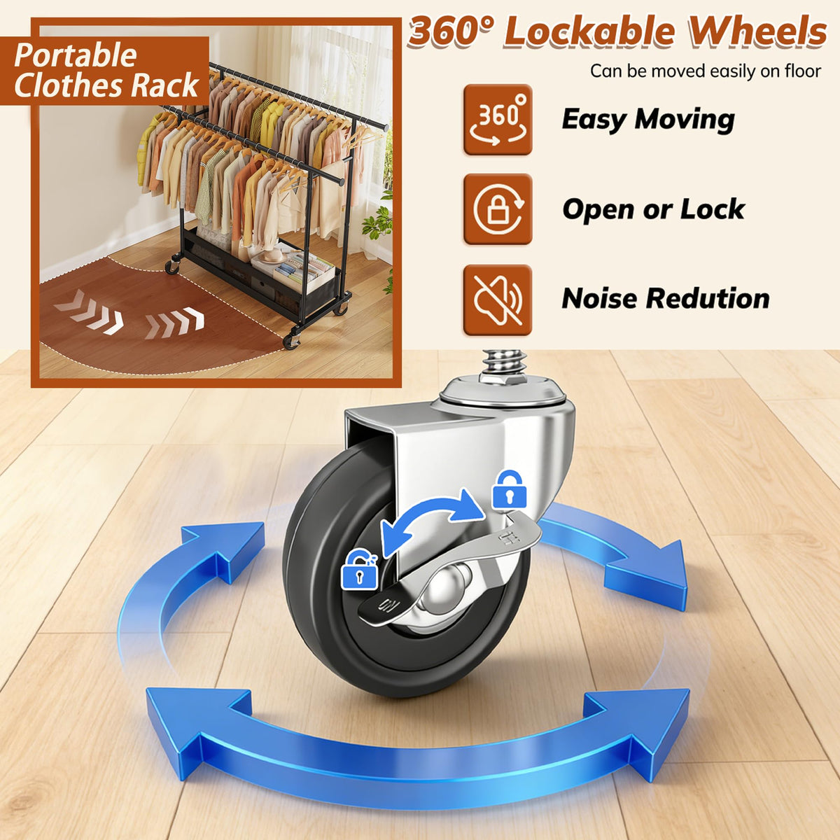 Snhomee 360-degree rolling casters glide quietly on any floor