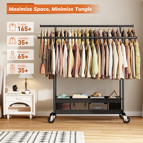 Snhomee rack showing side and extension rods for extra storage and versatile layout