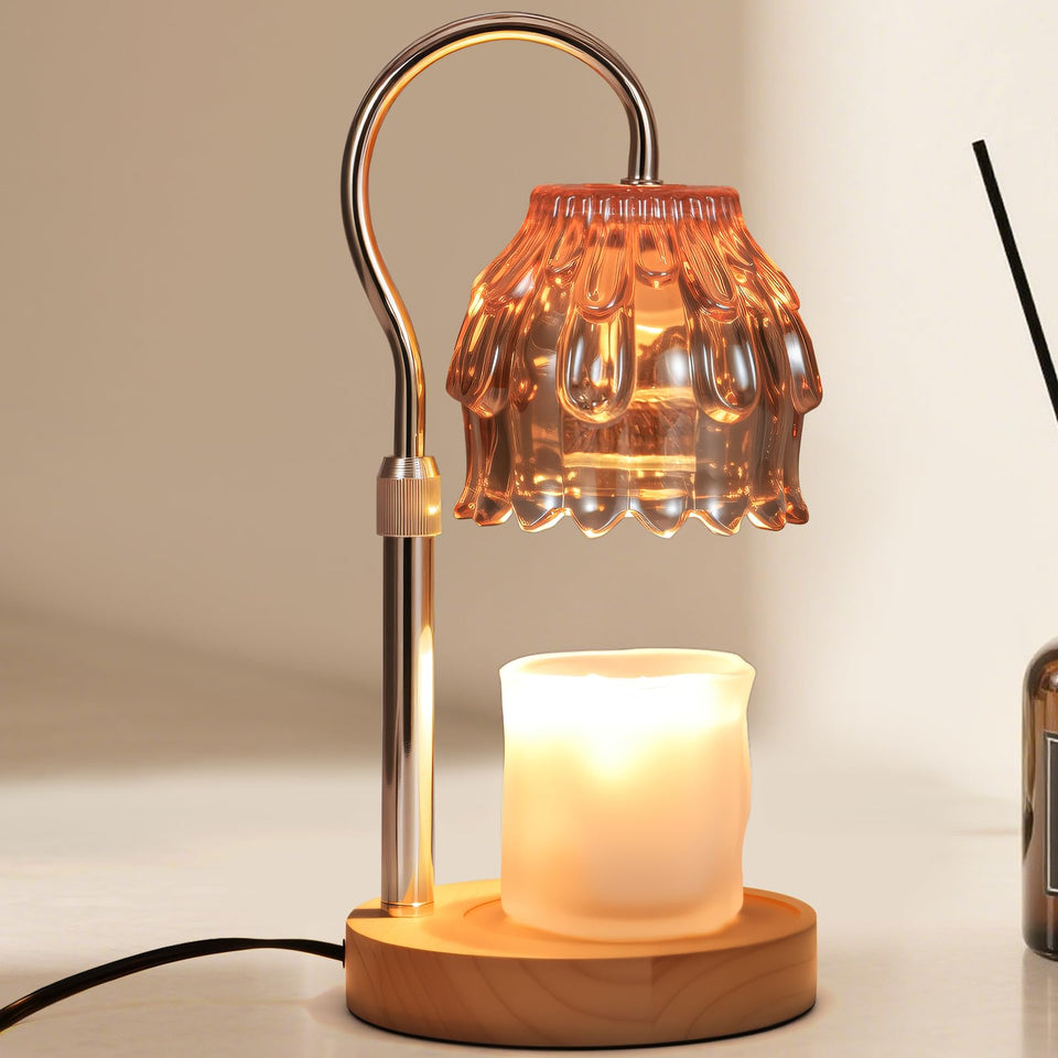 SnowBB Flower Candle Warmer Lamp on a wooden base for clean scent diffusion.