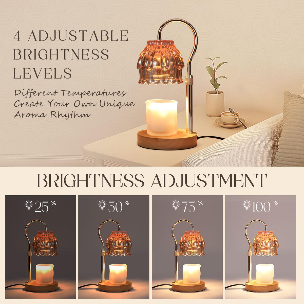 SnowBB vintage floral design wax melt warmer adds warm glow and style.