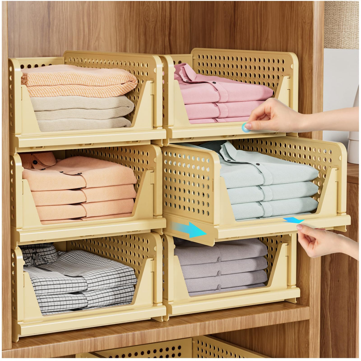 SNSLXH 5-pack stackable closet organizer in yellow for clutter-free storage