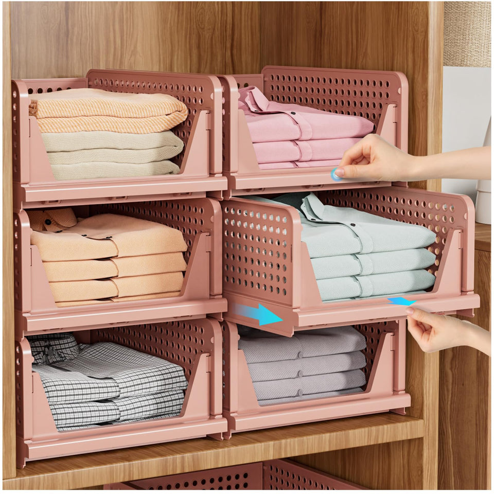 SNSLXH 5-pack stackable closet organizer box keeps wardrobes tidy and accessible.