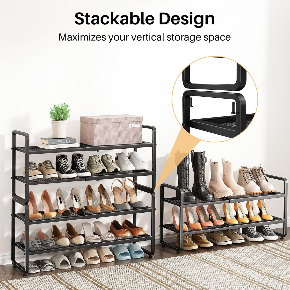 SNTD Shoe Rack anti-sag structure keeps shape on uneven floors