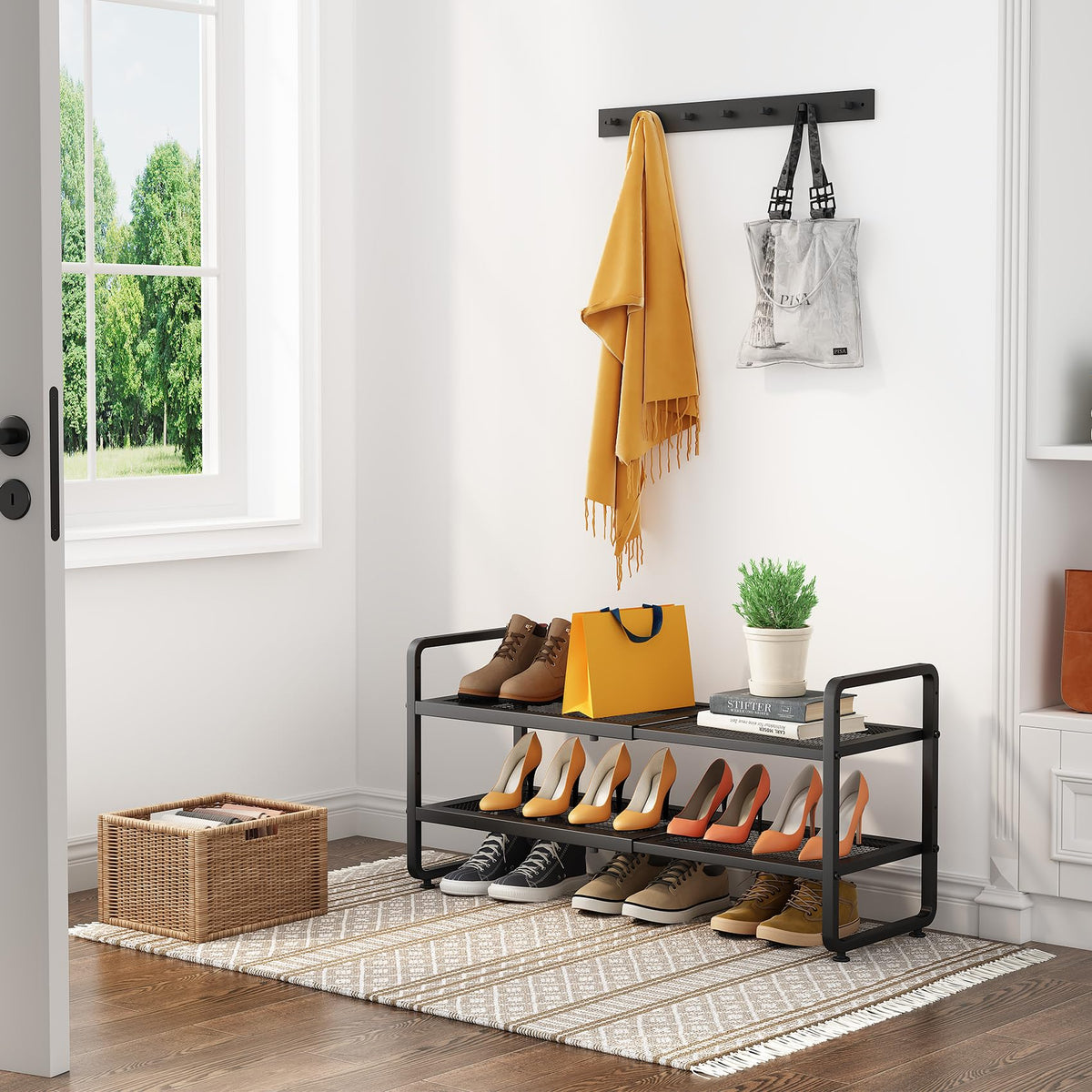 SNTD Shoe Rack height-adjustable design fits tall boots efficiently