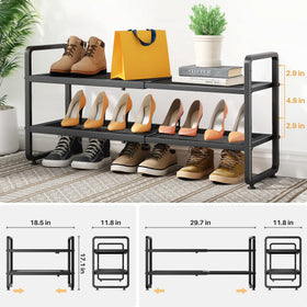 SNTD Shoe Rack stackable design maximizes vertical storage space
