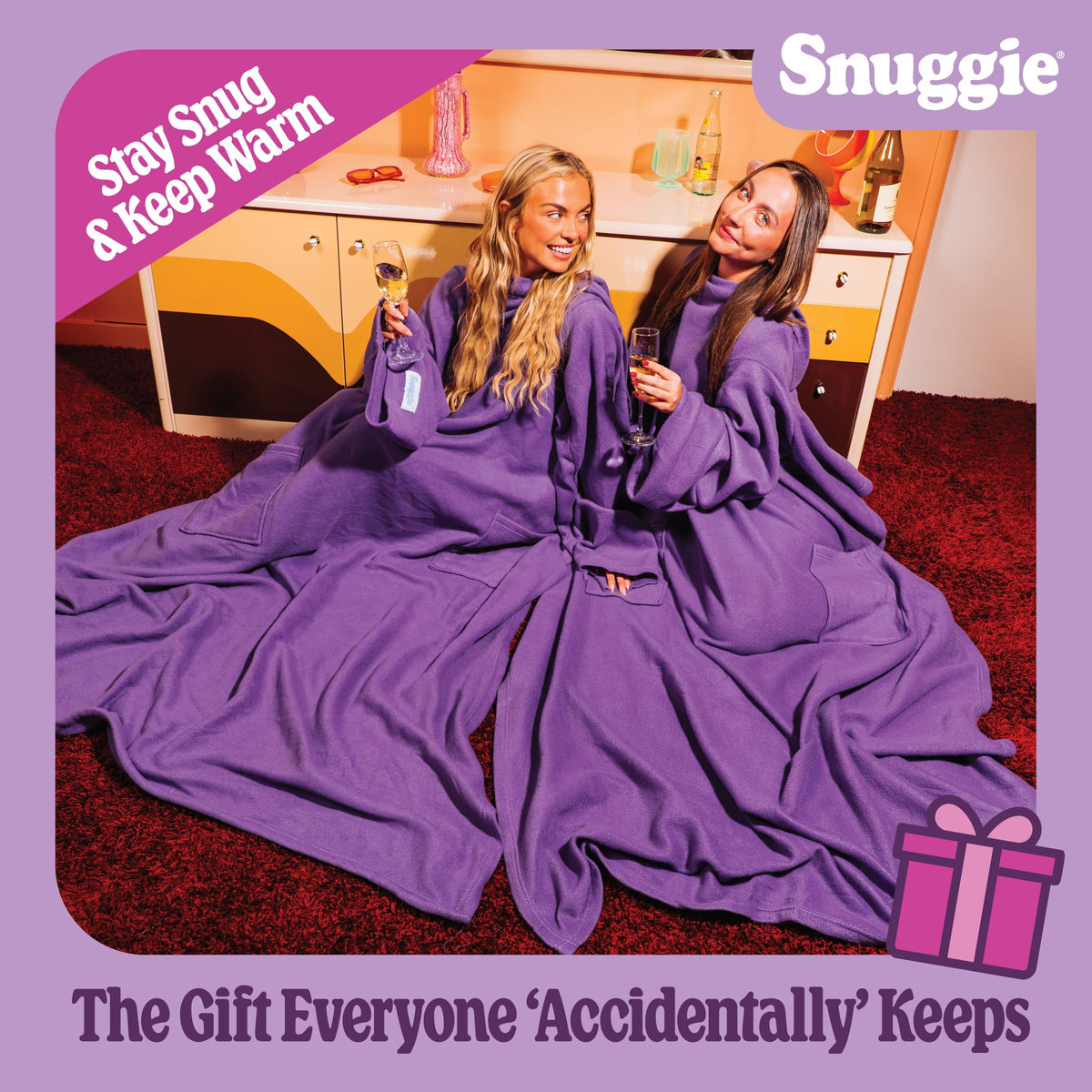 Snuggie hands-free warmth with roomy sleeves for gaming or reading.