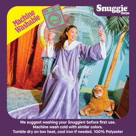 Snuggie machine washable for easy at-home care and repeated use.