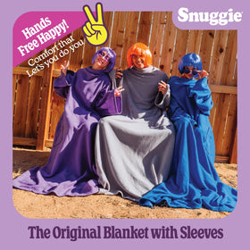 Snuggie pocket design keeps essentials within reach.