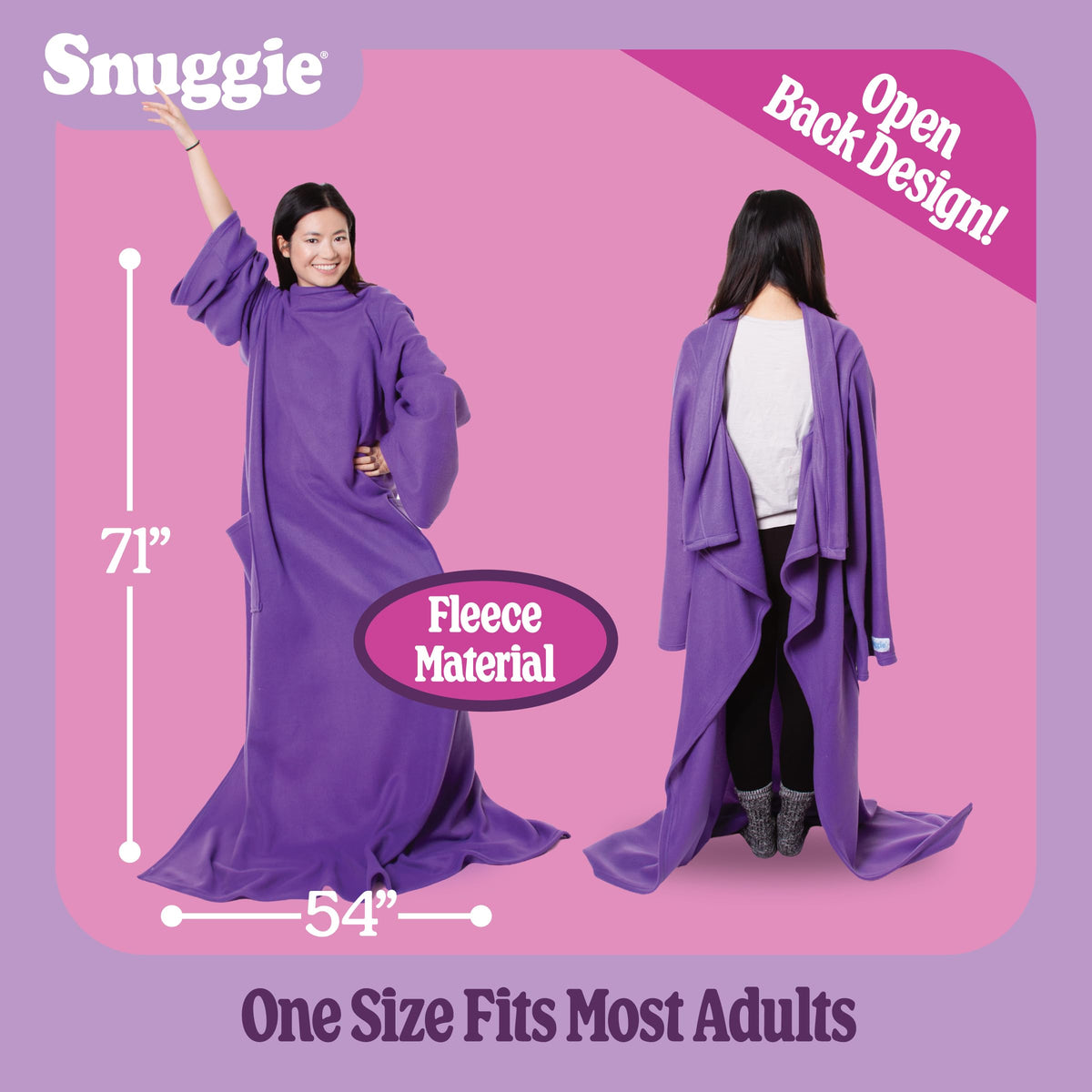 Snuggie versatile use at home, travel, or outdoors.