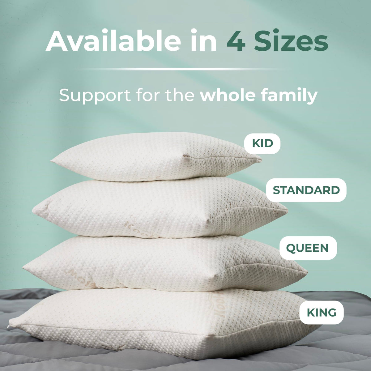 Supports back, stomach, and side sleep with Snuggle-Pedic shredded foam.
