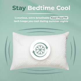 Made in the USA Snuggle-Pedic pillow offers durable queen size.