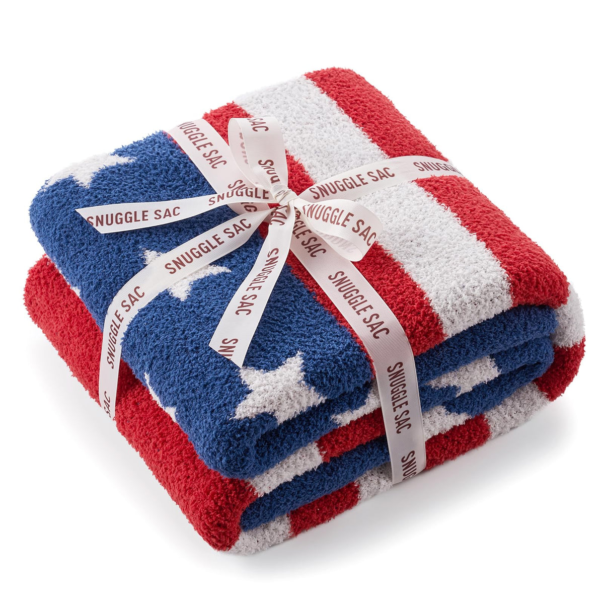 Snuggle Sac American Star Patriotic Throw draped beside chair adding accent and coziness