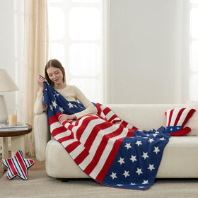 Snuggle Sac American Star Patriotic Throw outdoors-ready for picnics or camping